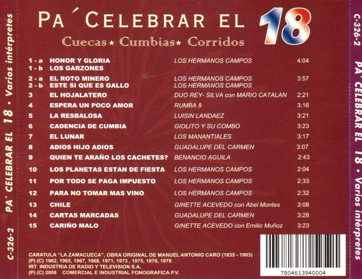 🎎 CD collector ultra zeldzaam: Pa’ Celebrar el 1৲ – Chileens volksjuweel ! – photo 2